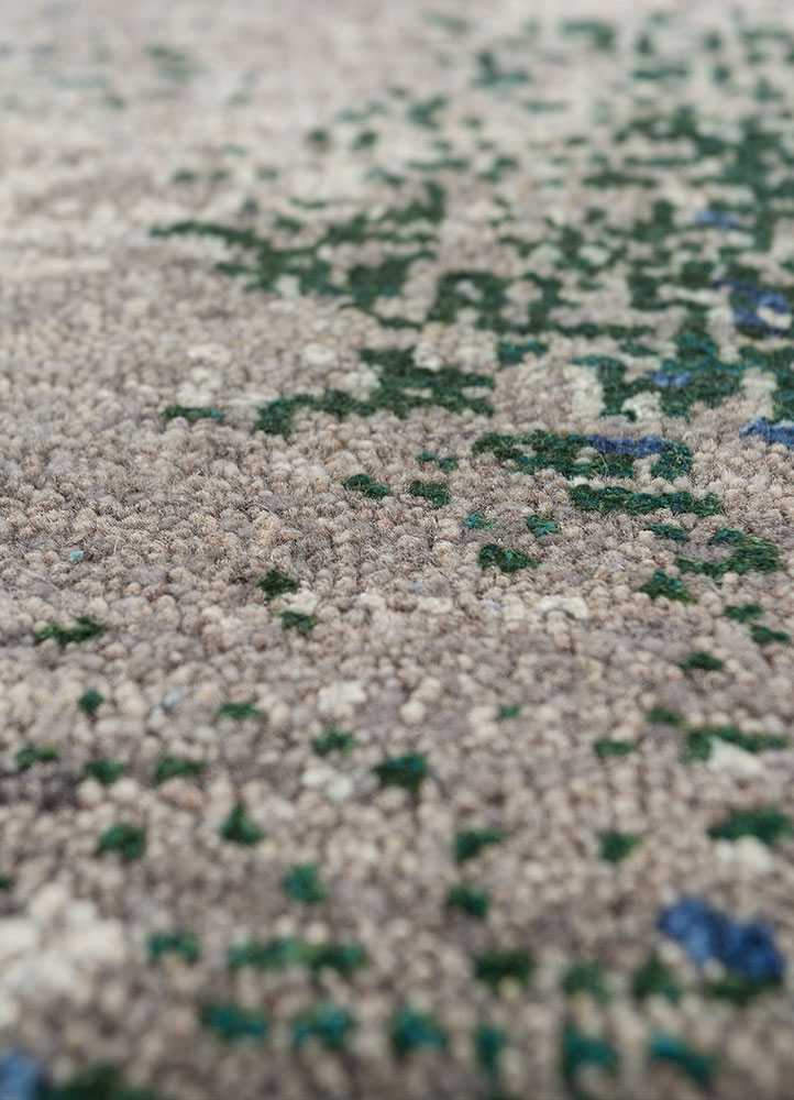 afterglow by kavi grey and black afghan wool and silk hand knotted Rug - CloseUp
