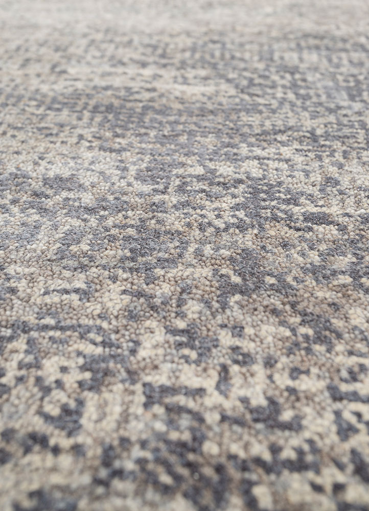 entropy ivory afghan wool and silk hand knotted Rug - CloseUp