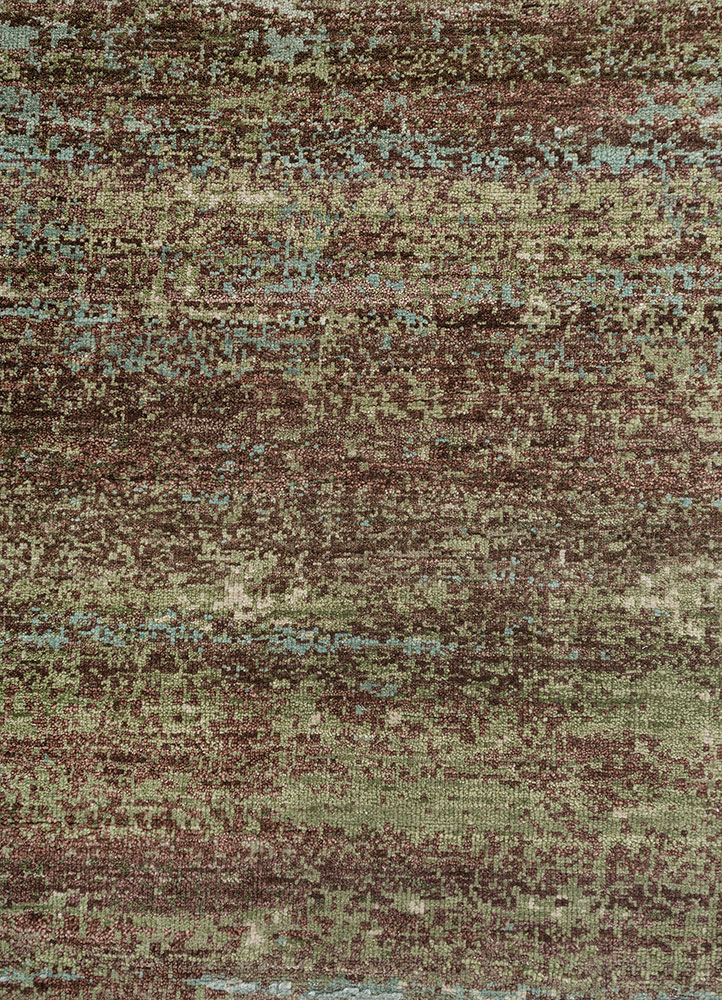 entropy ivory wool and silk hand knotted Rug - CloseUp