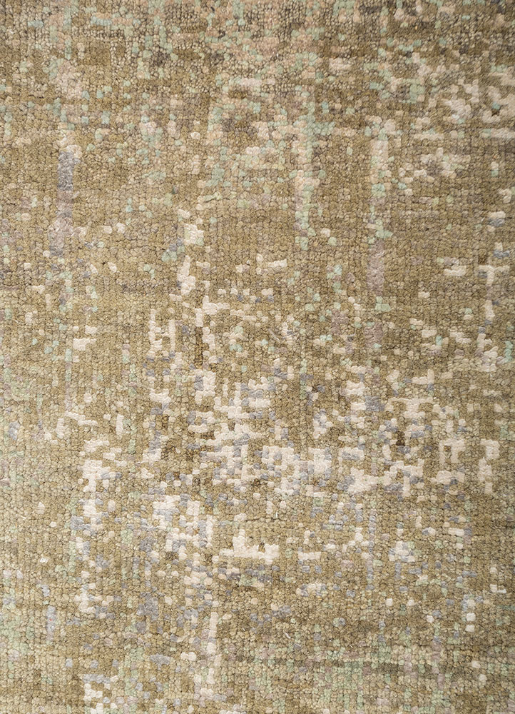 entropy ivory wool and silk hand knotted Rug - CloseUp