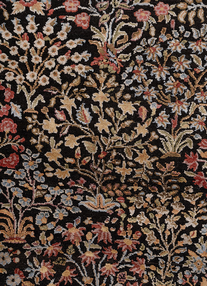 aurora blue wool and silk hand knotted Rug - CloseUp