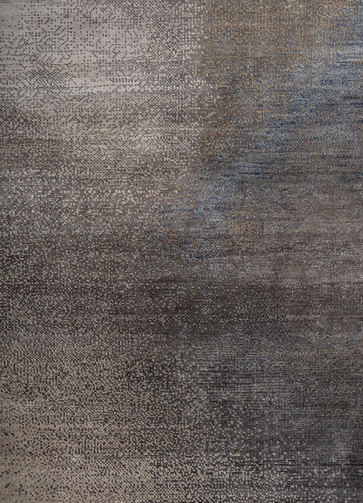 aprezo blue wool and silk hand knotted Rug - CloseUp