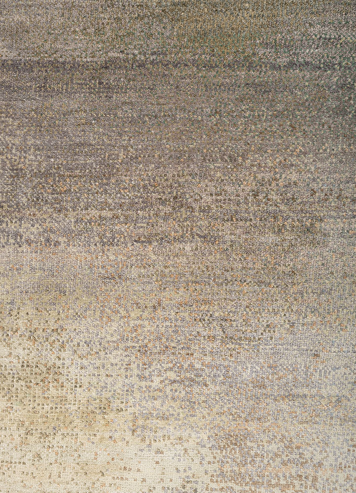 aprezo blue wool and silk hand knotted Rug - CloseUp