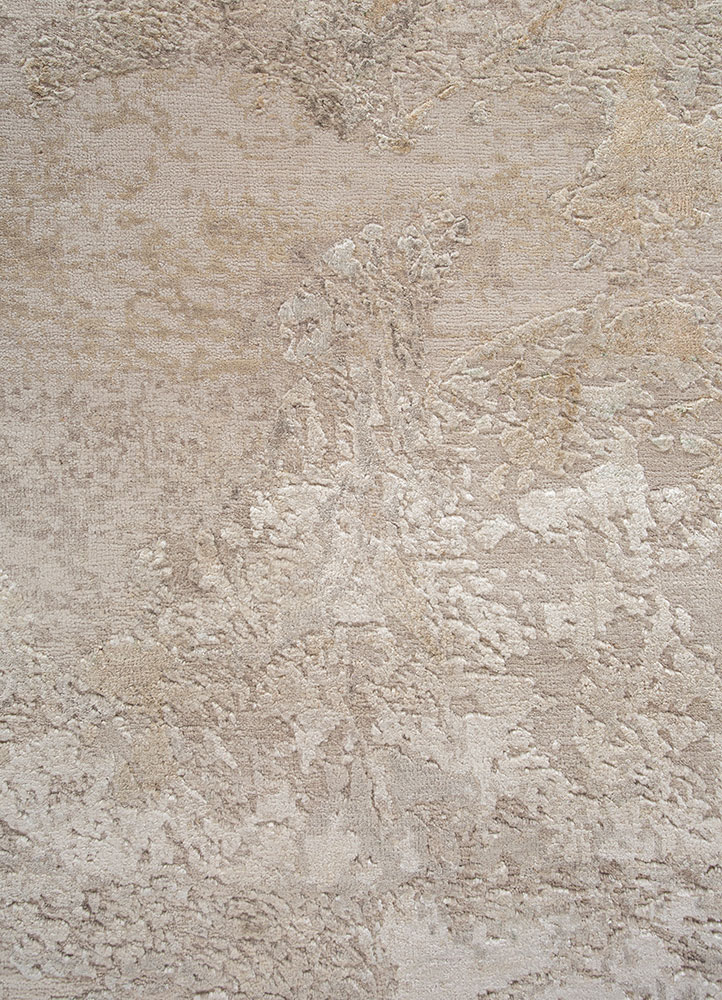 entropy ivory wool and silk hand knotted Rug - CloseUp