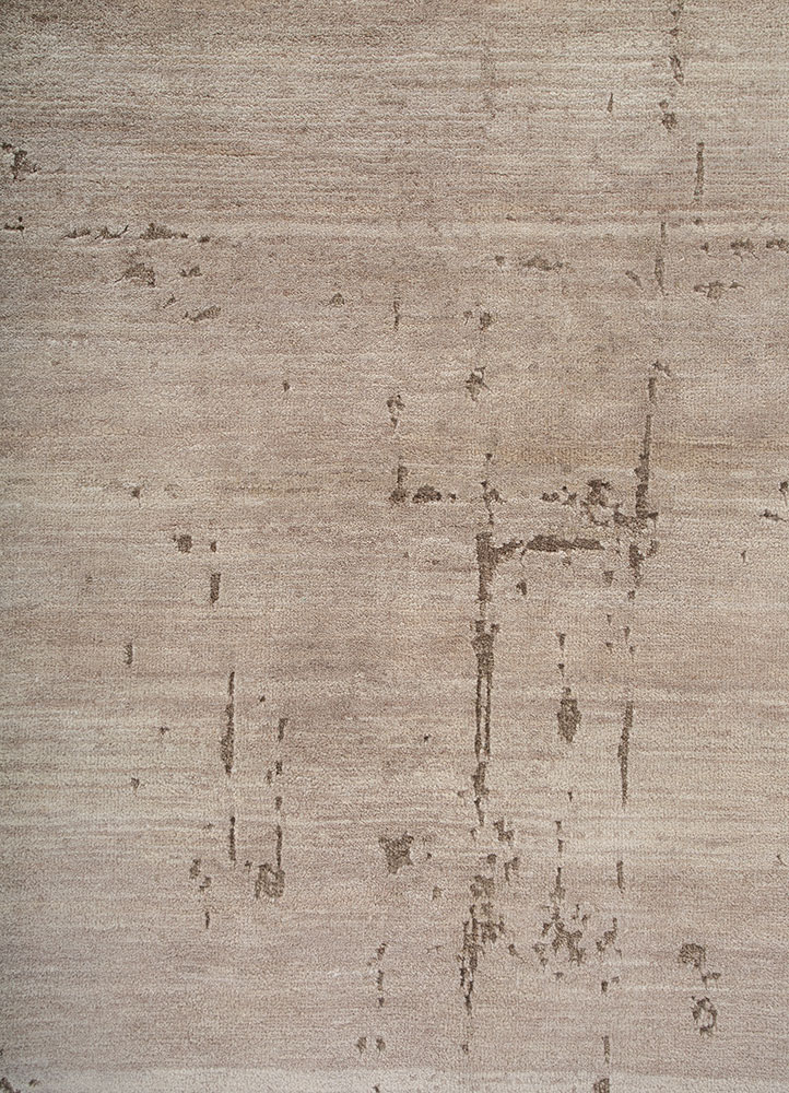 entropy ivory wool and silk hand knotted Rug - CloseUp