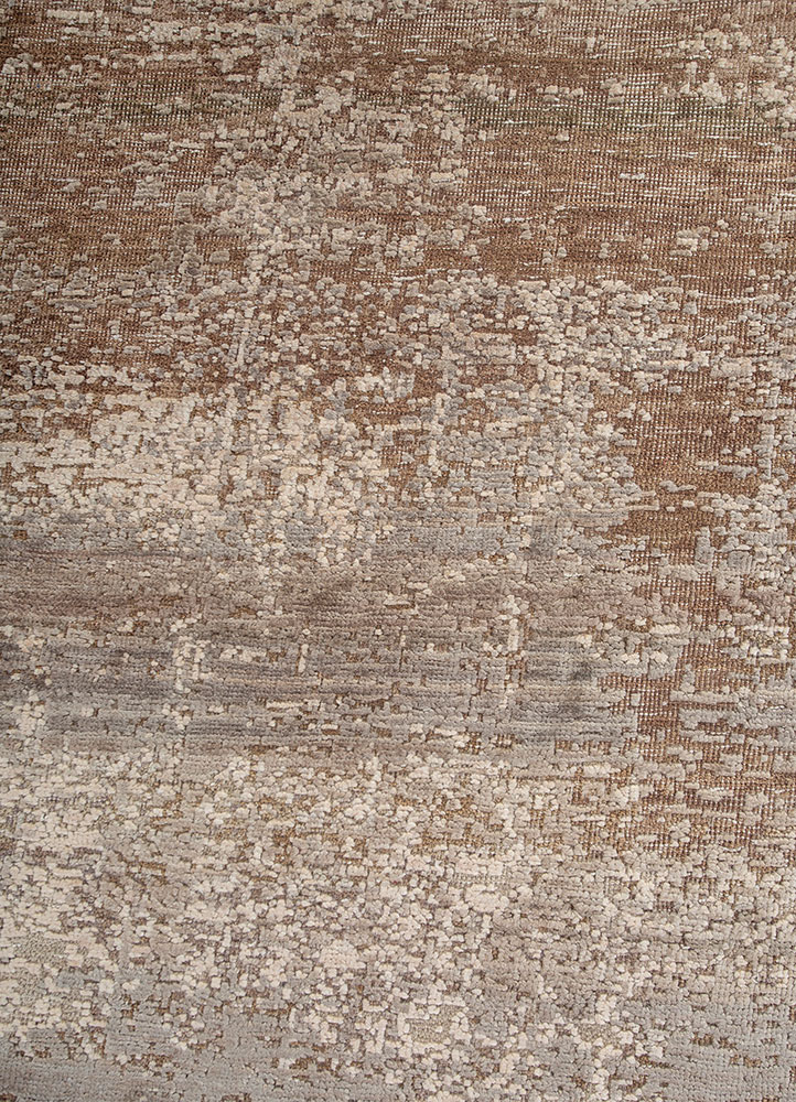 entropy ivory wool and silk hand knotted Rug - CloseUp