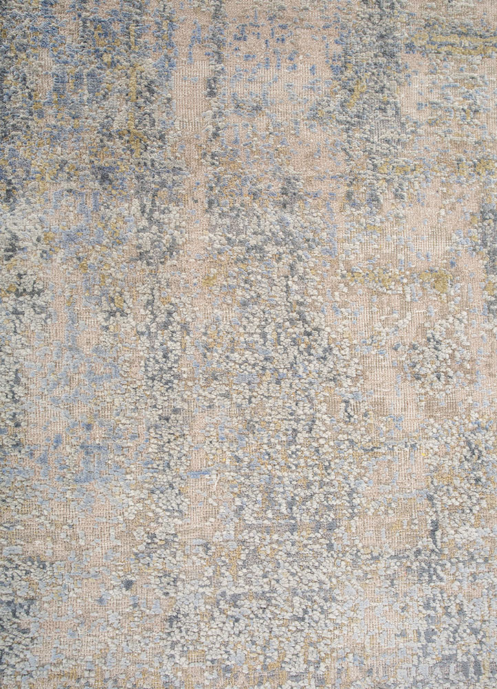 entropy ivory wool and silk hand knotted Rug - CloseUp