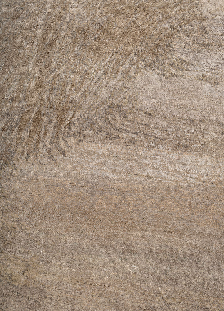 entropy ivory wool and silk hand knotted Rug - CloseUp