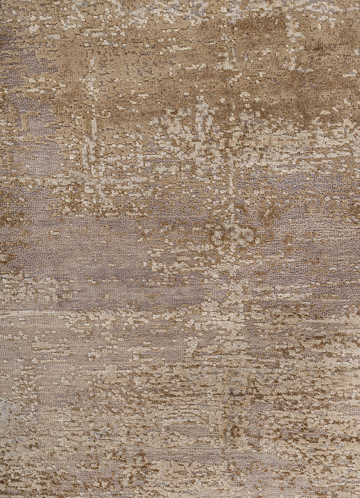 entropy ivory wool and silk hand knotted Rug - CloseUp