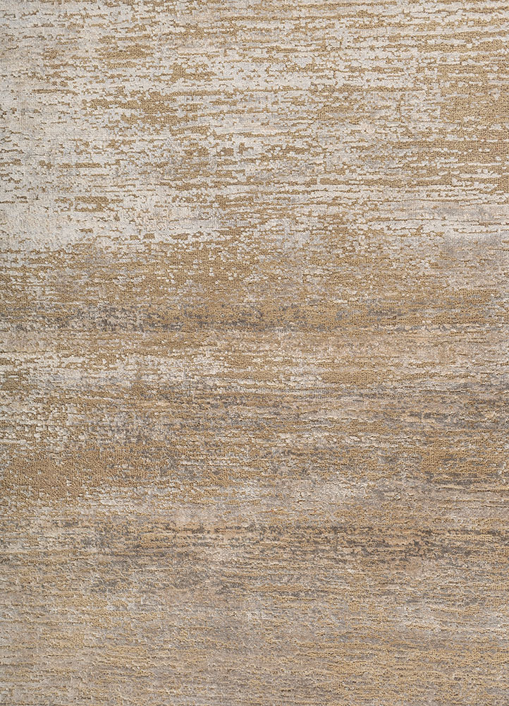 entropy ivory wool and silk hand knotted Rug - CloseUp
