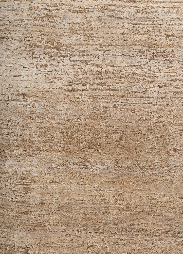 entropy ivory wool and silk hand knotted Rug - CloseUp