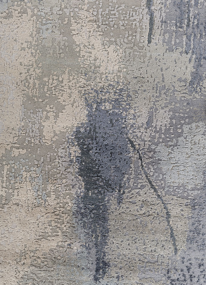 aprezo blue wool and silk hand knotted Rug - CloseUp