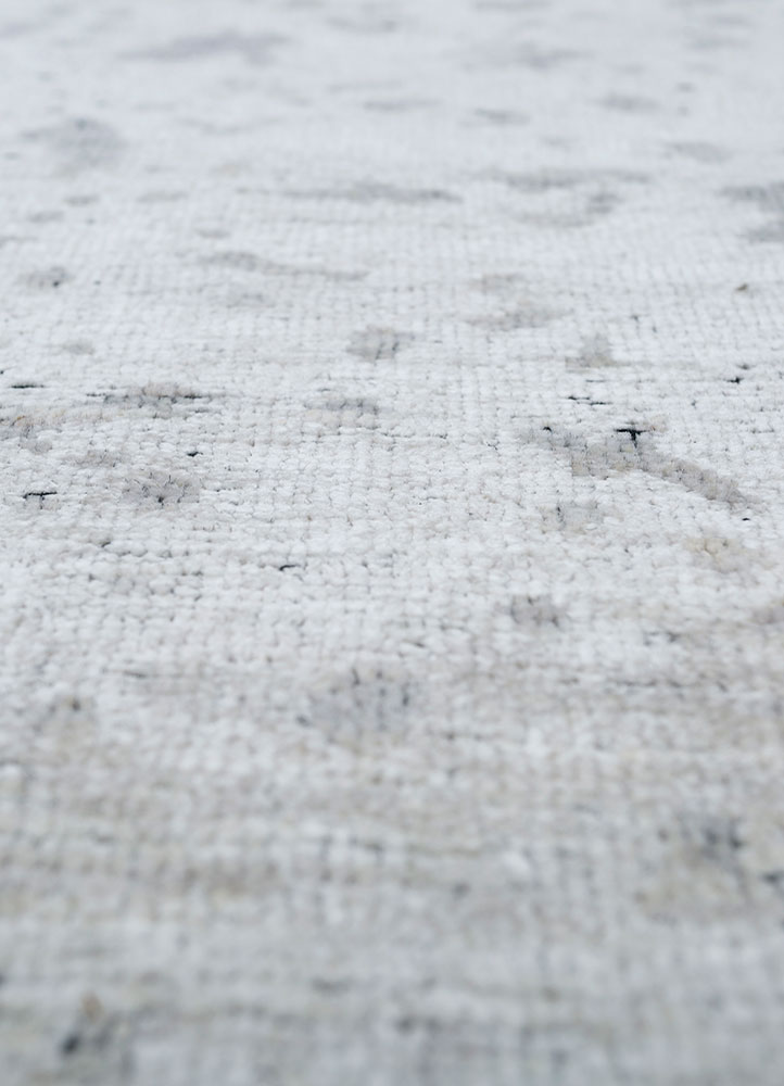 entropy ivory afghan wool and silk hand knotted Rug - CloseUp