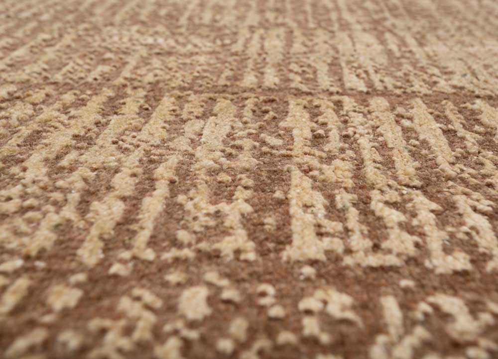 entropy beige and brown wool hand knotted Rug - CloseUp