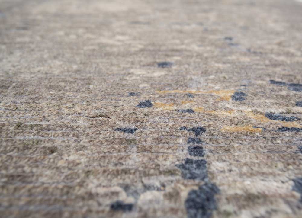 entropy blue wool and silk hand knotted Rug - CloseUp