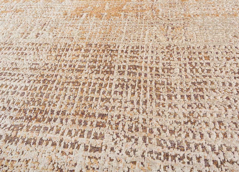 entropy ivory wool and silk hand knotted Rug - CloseUp