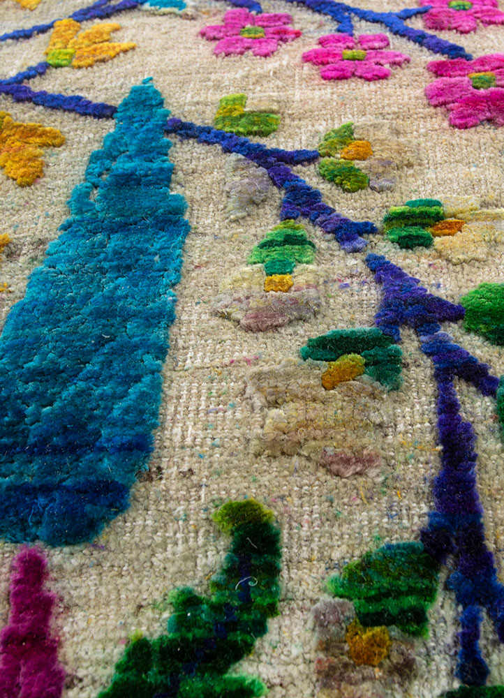 aurora ivory wool and silk hand knotted Rug - CloseUp