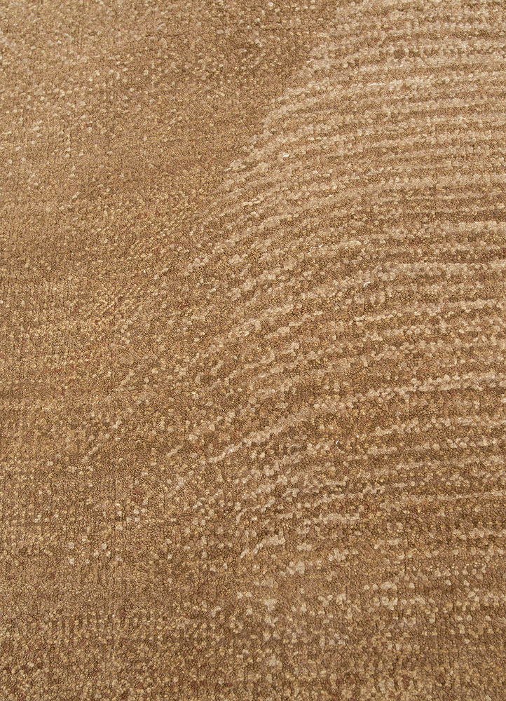 entropy beige and brown wool and silk hand knotted Rug - CloseUp