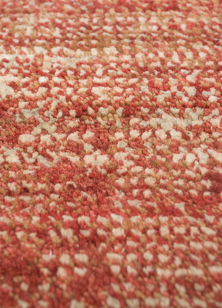 afterglow by kavi red and orange wool and silk hand knotted Rug - CloseUp