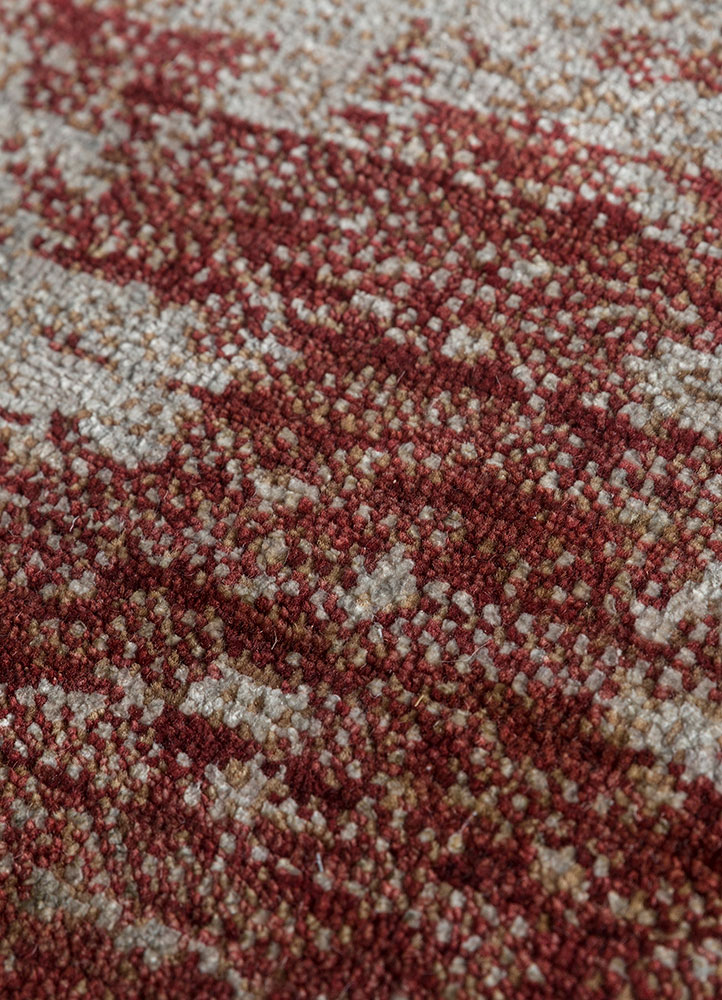 tattvam red and orange wool and silk hand knotted Rug - CloseUp