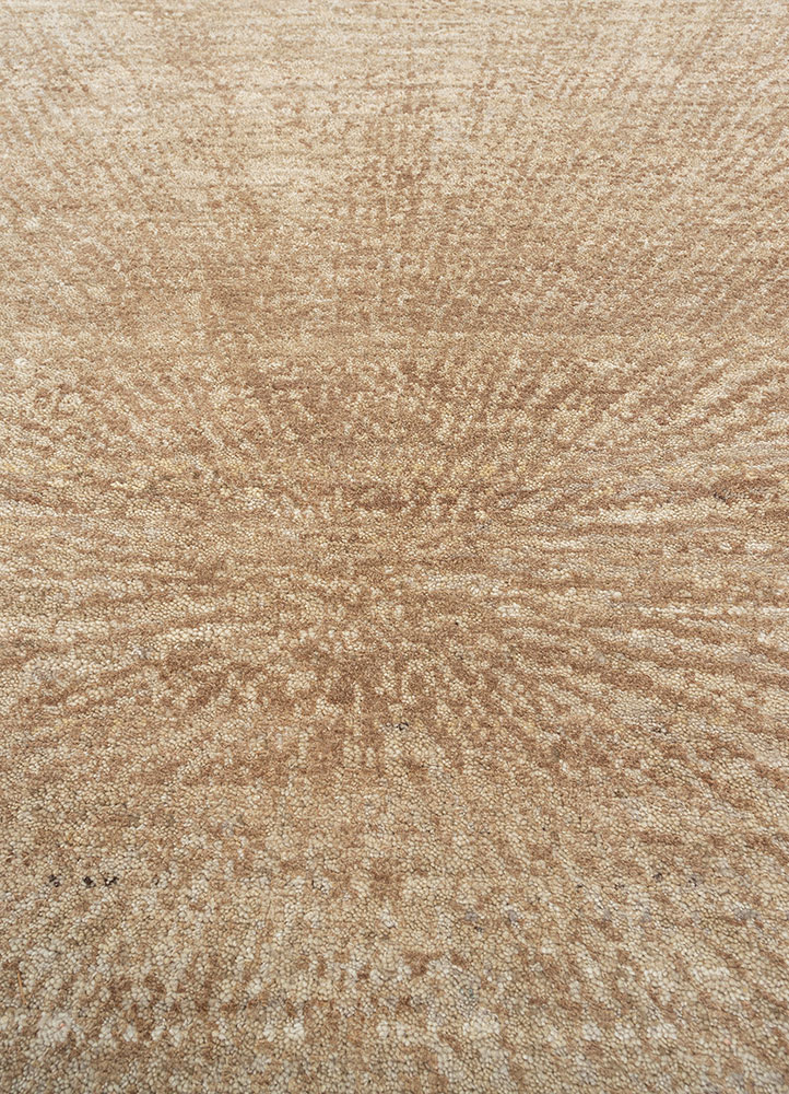entropy beige and brown afghan wool and silk hand knotted Rug - CloseUp