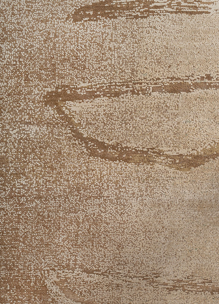entropy ivory wool and silk hand knotted Rug - CloseUp