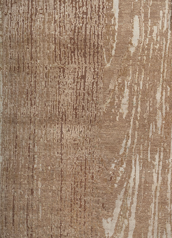 entropy ivory wool and silk hand knotted Rug - CloseUp