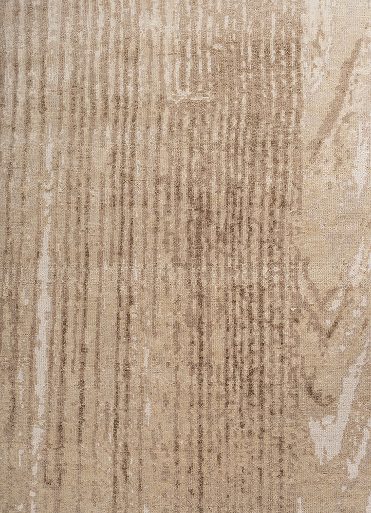 entropy ivory wool and silk hand knotted Rug - CloseUp