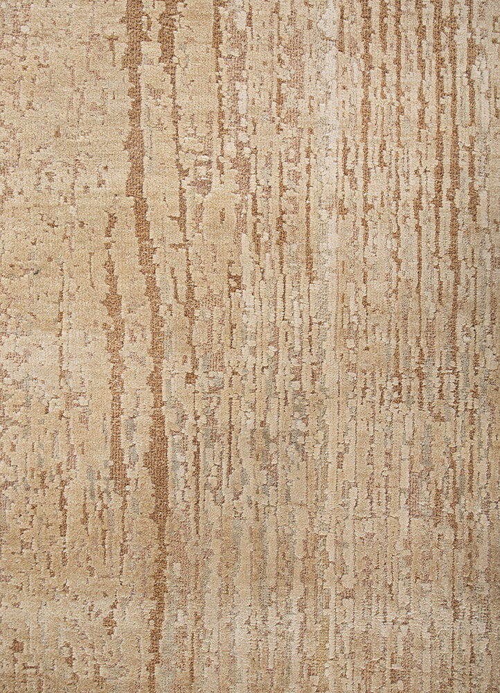 entropy beige and brown wool and silk hand knotted Rug - CloseUp