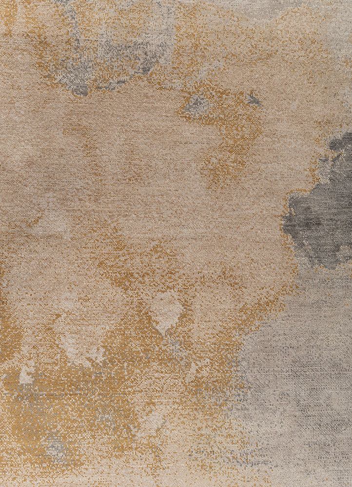 entropy ivory wool and silk hand knotted Rug - CloseUp