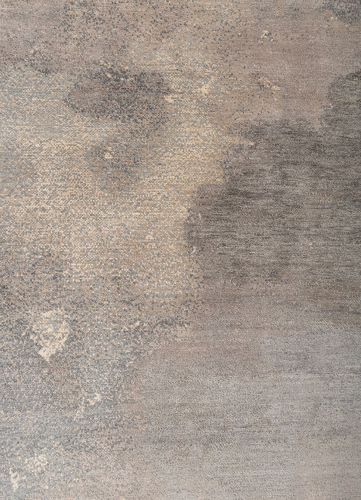 entropy ivory wool and silk hand knotted Rug - CloseUp