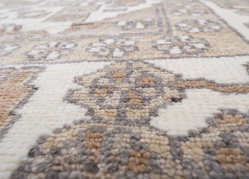 thyme ivory wool hand knotted Rug - CloseUp