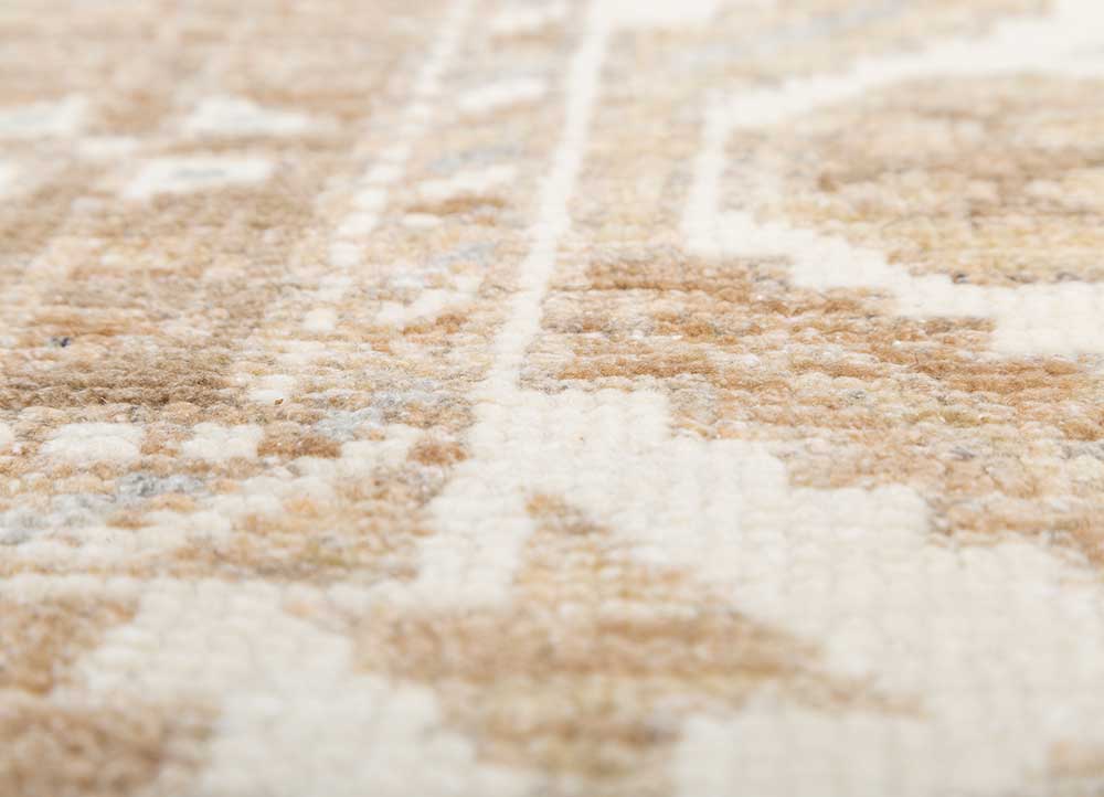 thyme beige and brown wool hand knotted Rug - CloseUp