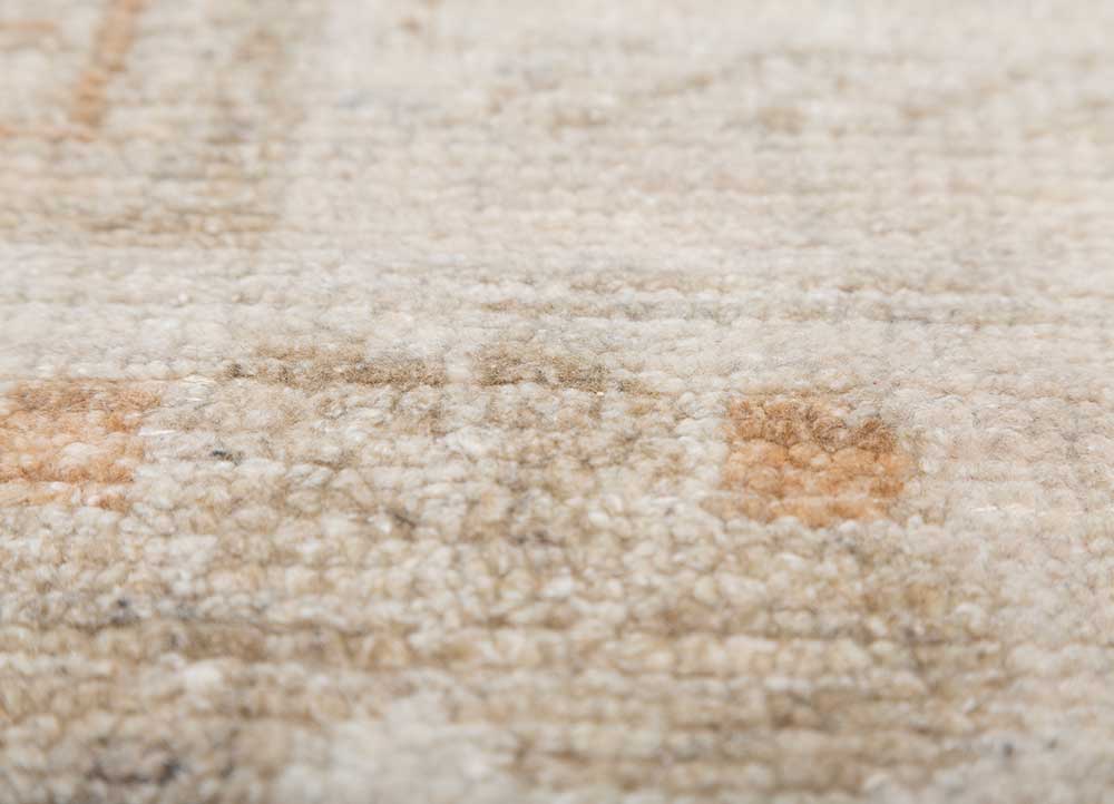 thyme ivory wool hand knotted Rug - CloseUp