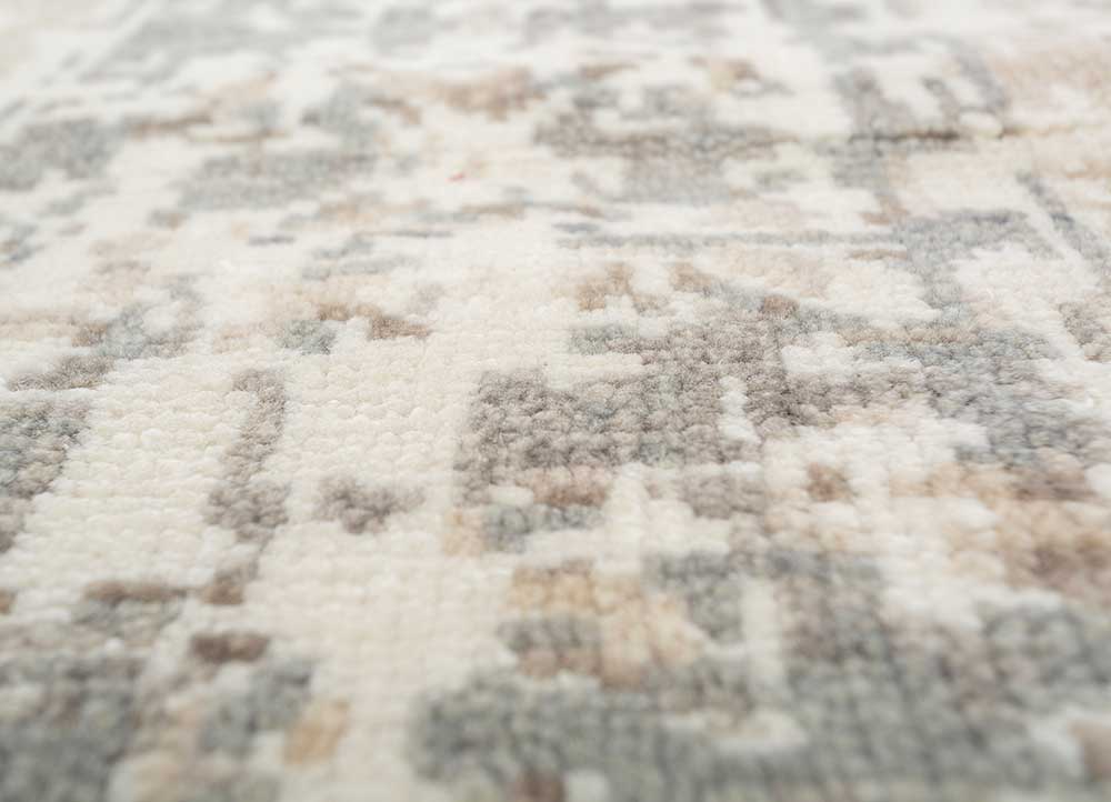 thyme ivory wool hand knotted Rug - CloseUp