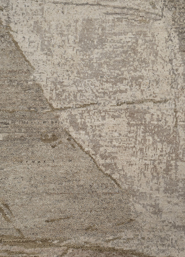 entropy beige and brown wool hand knotted Rug - CloseUp