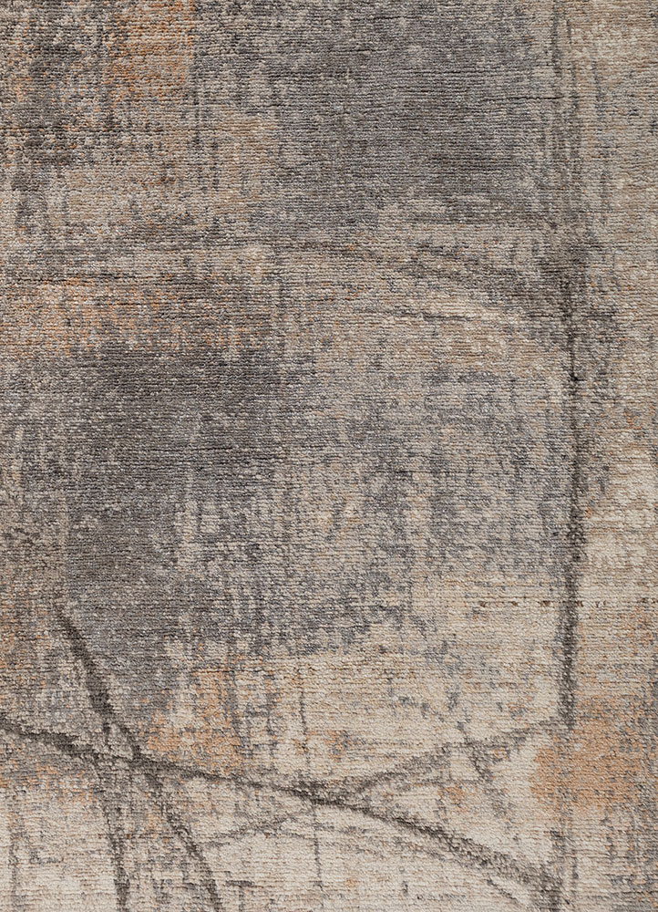 entropy beige and brown wool hand knotted Rug - CloseUp