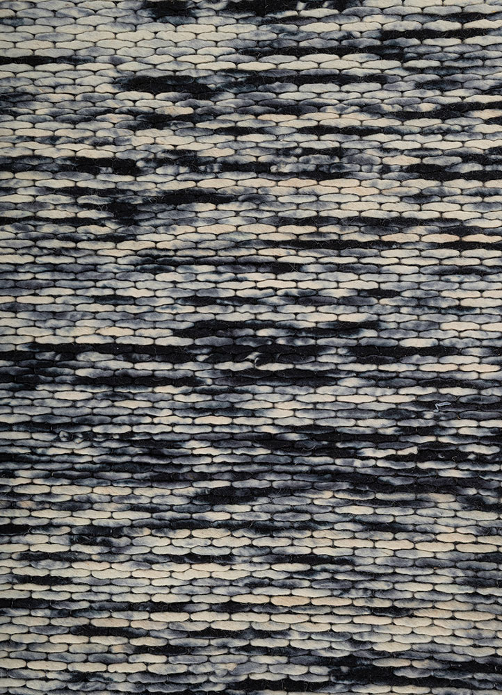 abrash grey and black wool flat weaves Rug - CloseUp