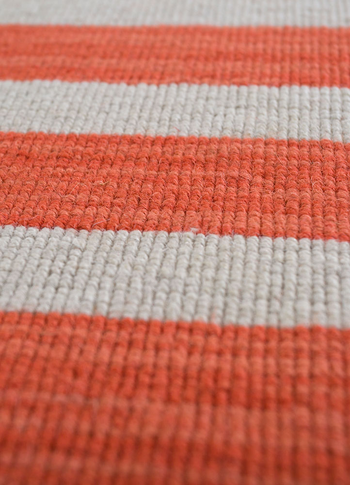 indusbar red and orange wool flat weaves Rug - CloseUp