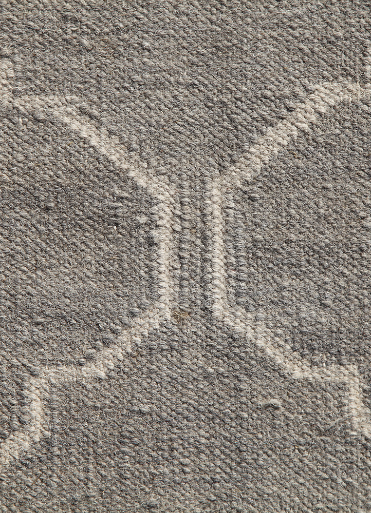 indusbar grey and black wool flat weaves Rug - CloseUp