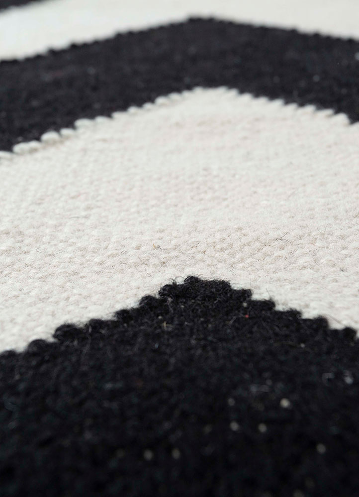 indusbar grey and black wool flat weaves Rug - CloseUp