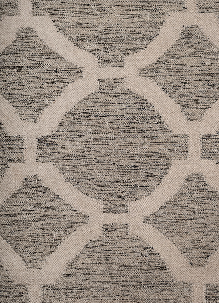 indusbar grey and black wool flat weaves Rug - CloseUp
