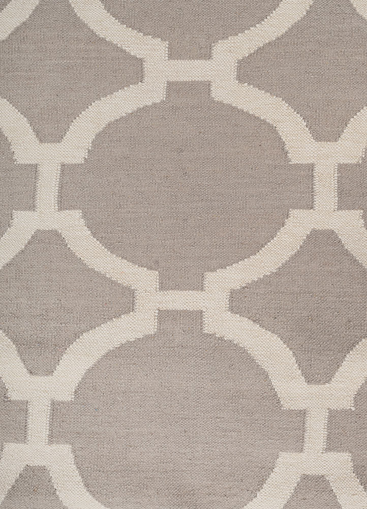 indusbar grey and black wool flat weaves Rug - CloseUp