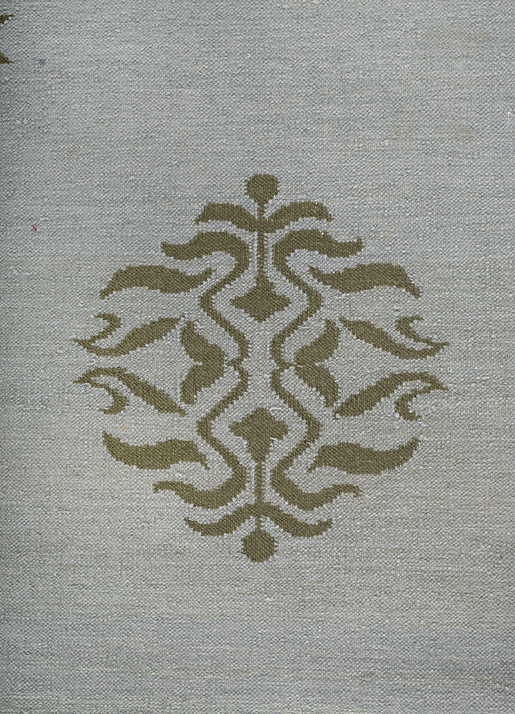 indusbar blue wool flat weaves Rug - CloseUp