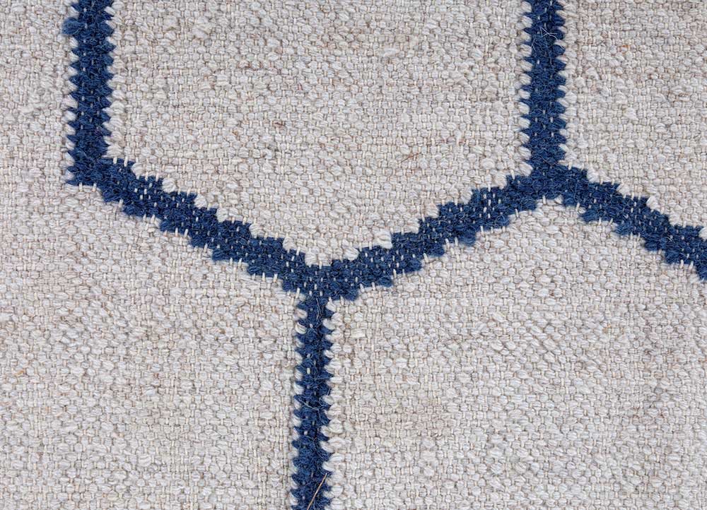 indusbar blue wool flat weaves Rug - CloseUp