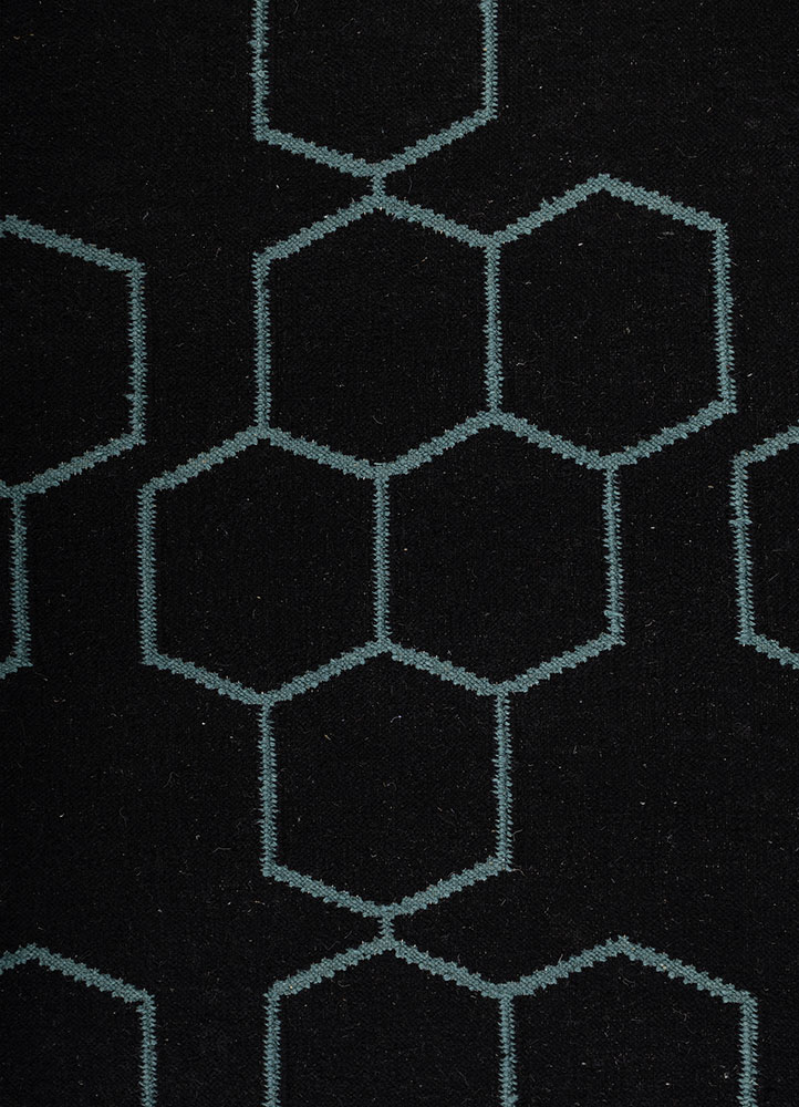 indusbar grey and black wool flat weaves Rug - CloseUp