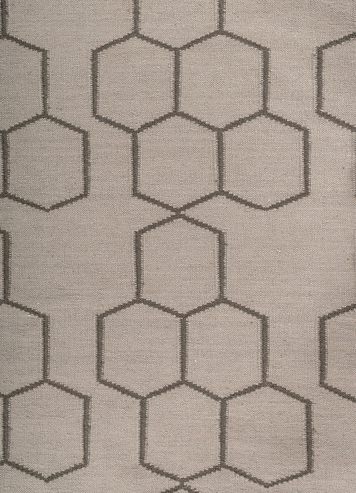 indusbar grey and black wool flat weaves Rug - CloseUp