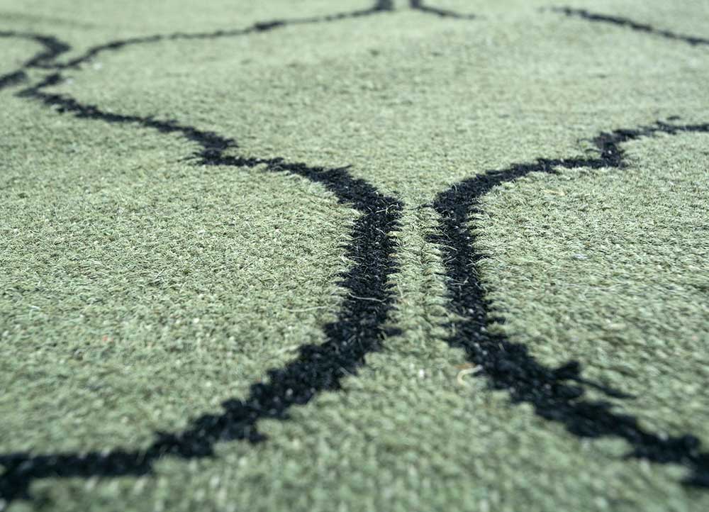 indusbar green wool flat weaves Rug - CloseUp