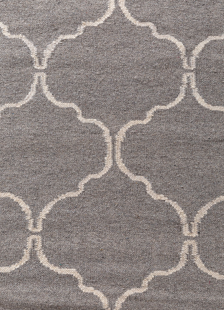 indusbar grey and black wool flat weaves Rug - CloseUp