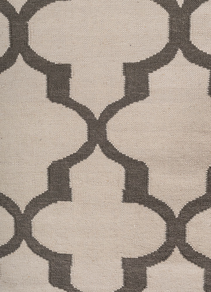 indusbar grey and black wool flat weaves Rug - CloseUp
